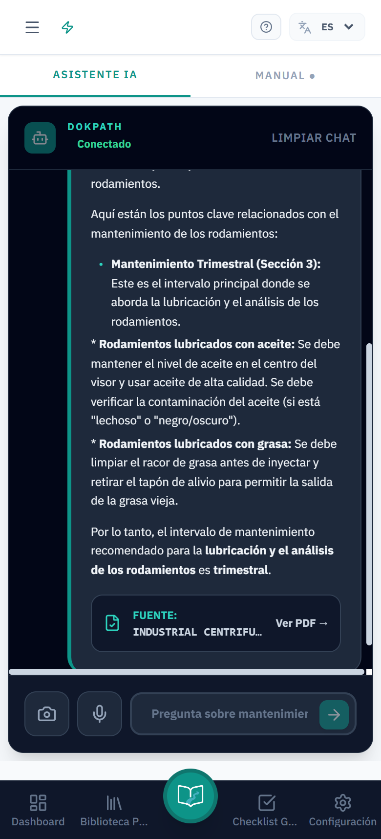 DokPath AI chat on mobile — live Android app
